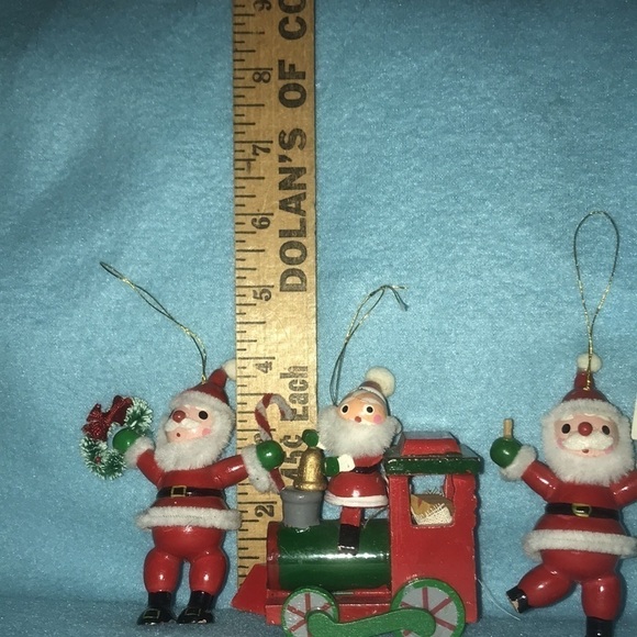 SANTA wood Christmas ornaments vintage 1985 Kurt & Alder Inc company set of 3 main image 2